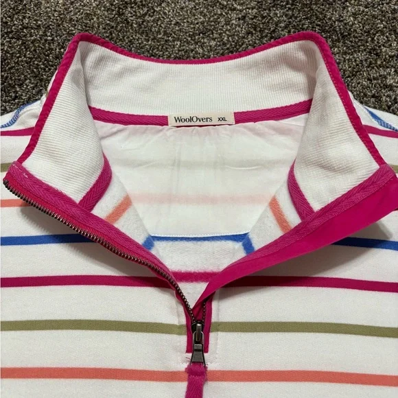 WoolOvers Women's Striped Long Sleeve 1/4 zip size XXL 100% ORGANIC Cotton - Picture 4 of 7